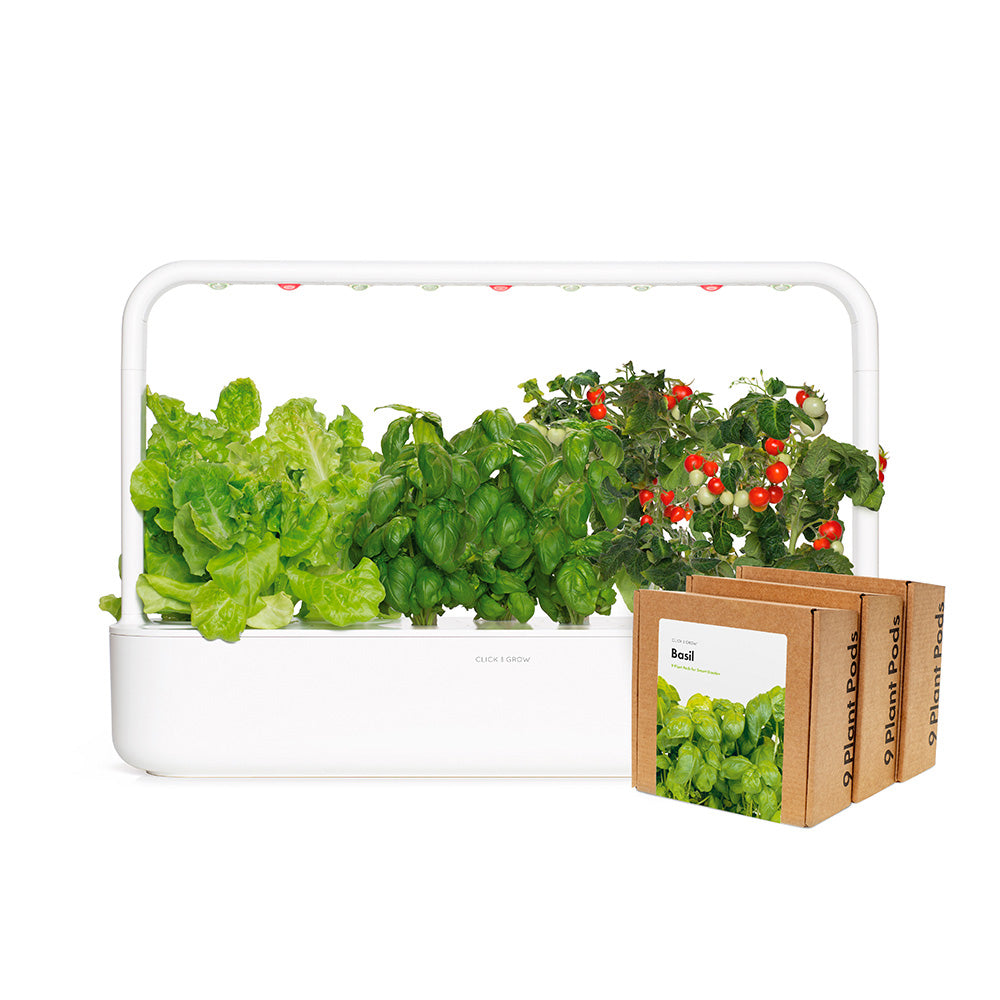 Click & Grow Smart Garden 9 Indoor Kräutergarten weiß 3x Basilikum 9er-Pack