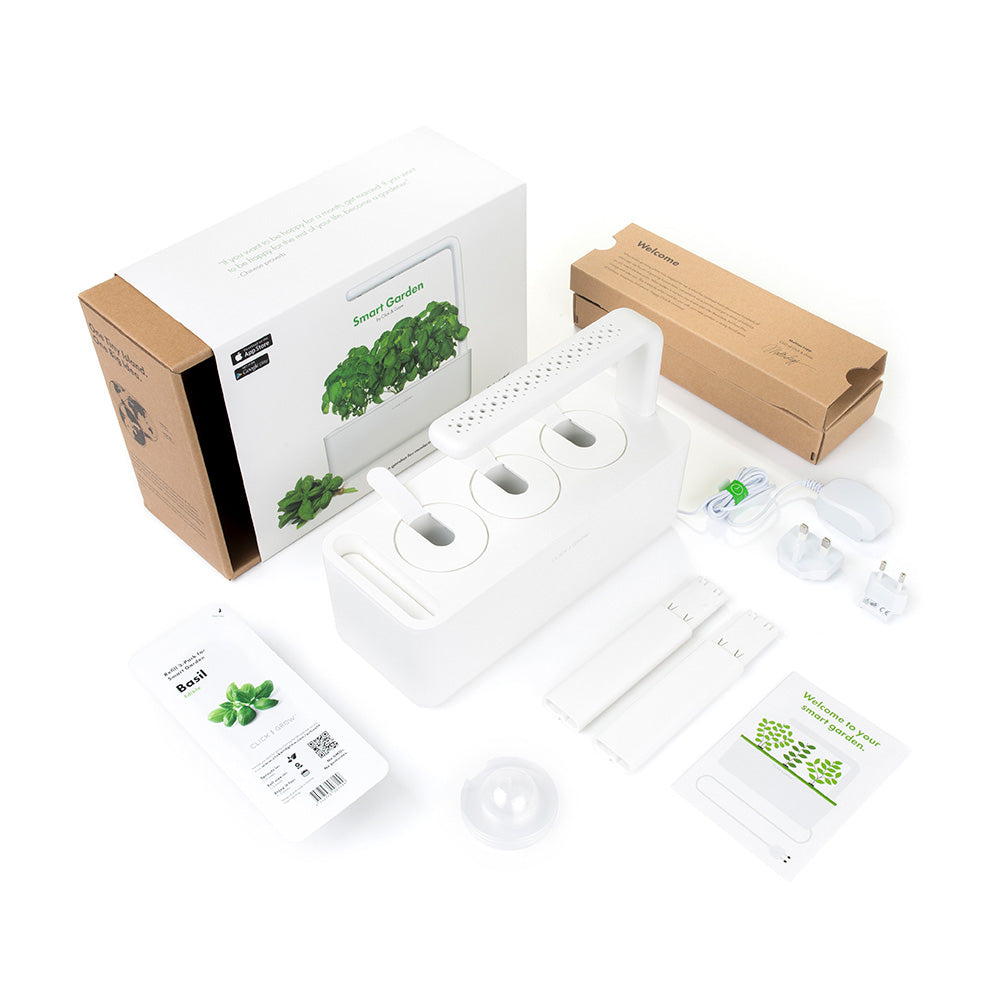 Click & grow Smart Garden 3 Indoor Kräutergarten weiß Lieferumfang