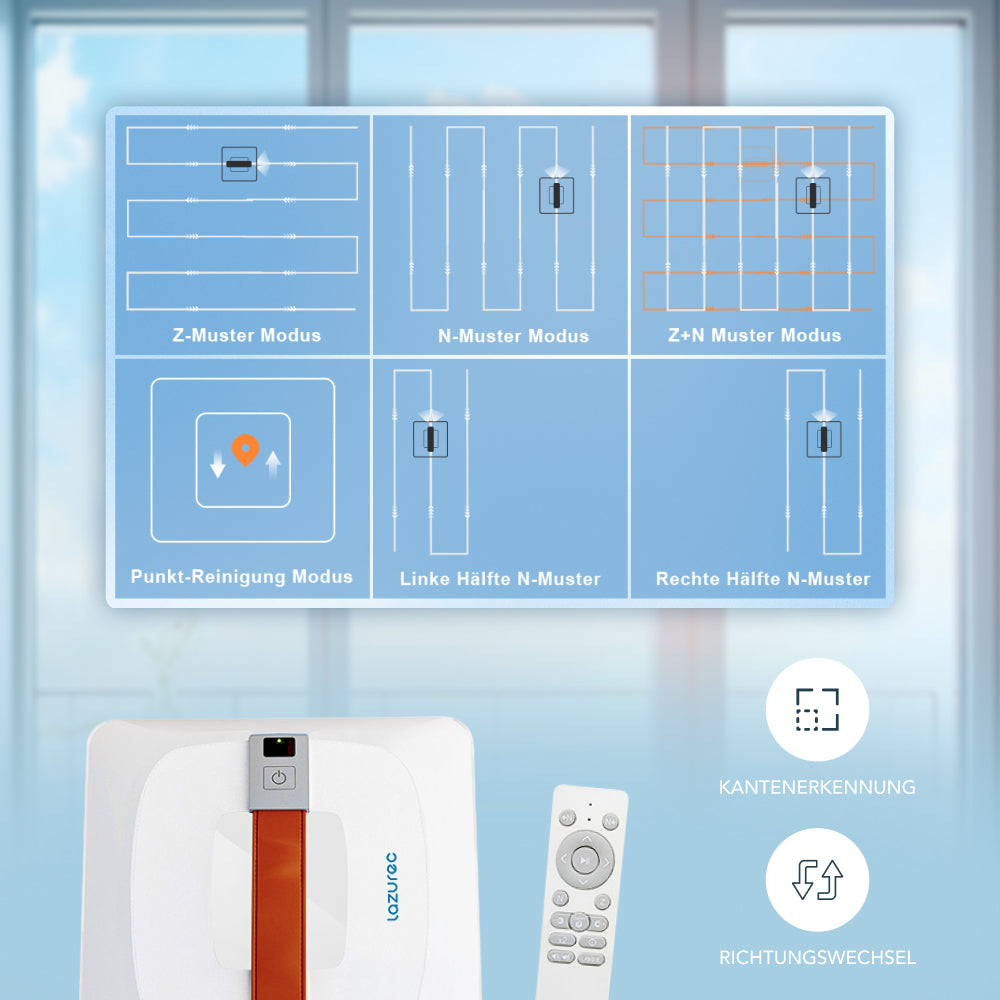 Smarte Navigation erkennt Begrenzungen und Luftströmungen für effiziente Reinigung