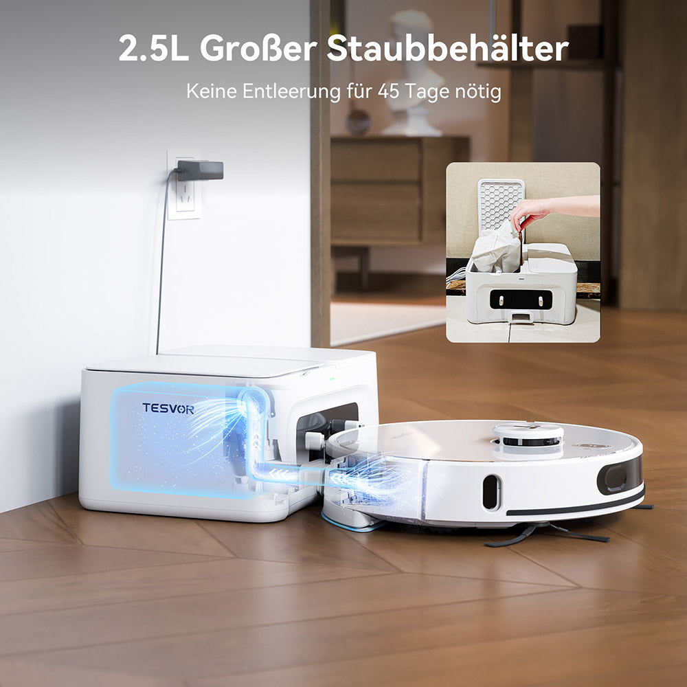 Tesvor S8 Max Saug und Wischroboter grosser Staubbehaelter
